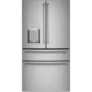 Cafe 27.8 cu. ft. Smart 4- Door French Door Refrigerator with Convertible Middle Drawer in Stainl... | The Home Depot