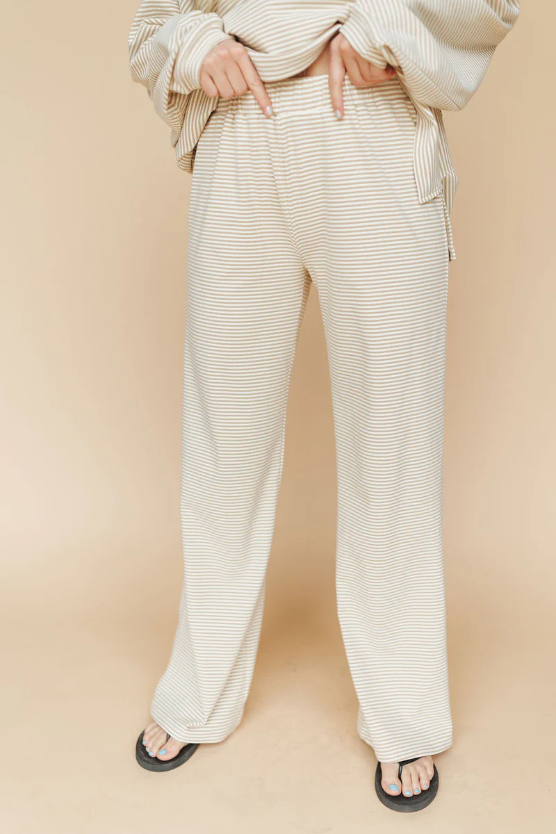 Porter Fleece Stripe Pants in Oat | Henly