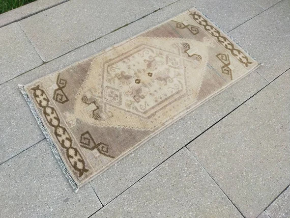 Vintage beige Small rug, turkish rug , oushak rug small, rug small, oushak rug, handmade small ru... | Etsy (US)