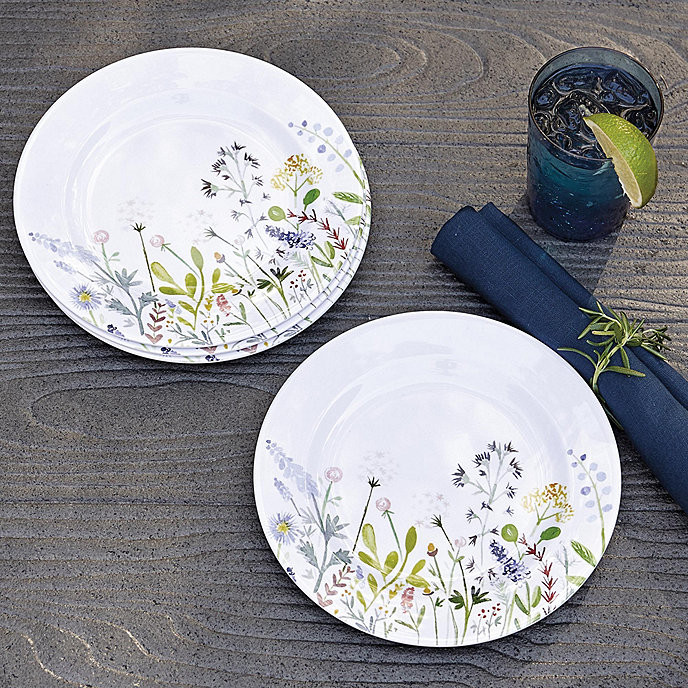Wildflower Melamine Accent Plate Outdoor Dinnerware Set of 4 | Ballard Designs, Inc.