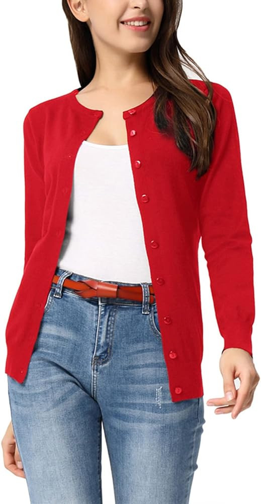 GRACE KARIN Women's Classic Long Sleeve Knit Cardigan Sweaters Casual Open Front Button Down Car... | Amazon (US)