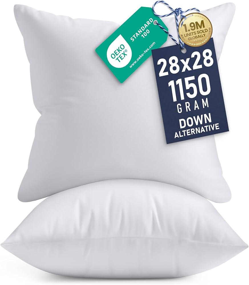 Utopia Bedding 28x28 Pillow Inserts, Set of 2, White – Indoor Decorative Throw Pillows for Bed,... | Amazon (US)