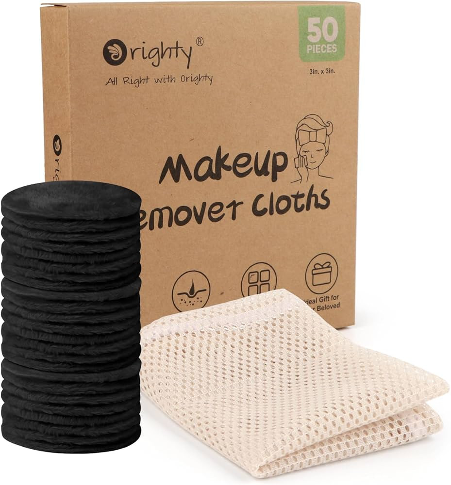 Orighty Microfiber Makeup Remover Pads 50 Count, Makeup Remover Cloths with Laundry Bag, Remove M... | Amazon (US)
