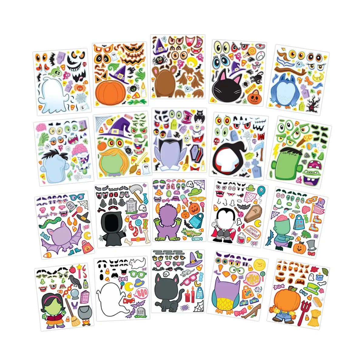 SYNCFUN 20 Pcs Make a Face Color Book Sticker Sheets Set, Make Own Halloween Characters Sticker w... | Target