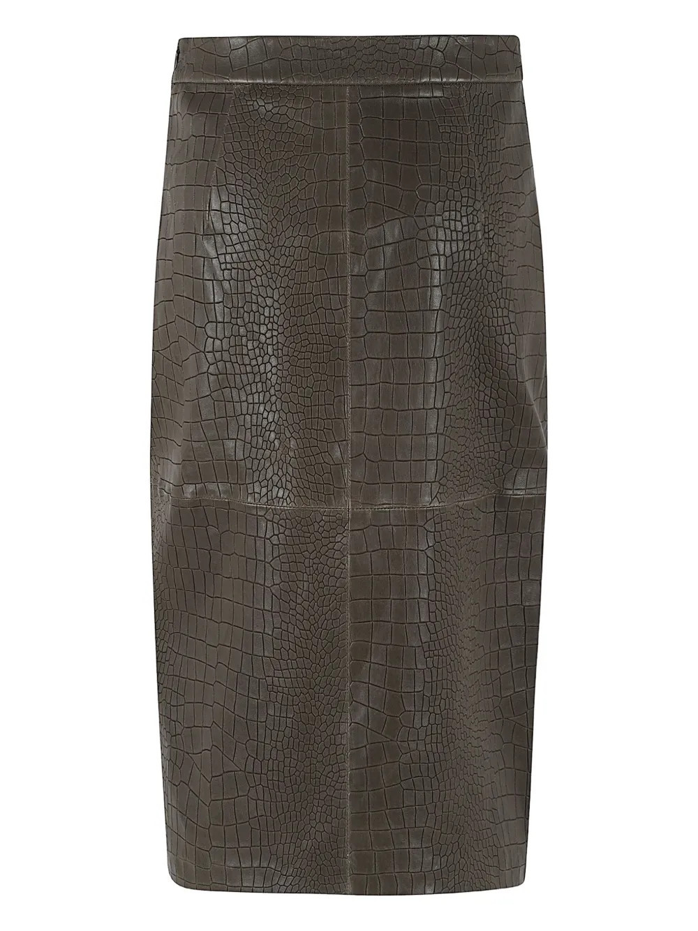 Enes crocodile-effect slit skirt - Brown | Farfetch Global