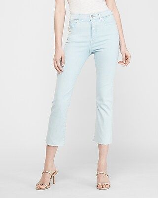 High Waisted Denim Perfect Blue Cropped Flare Jeans | Express