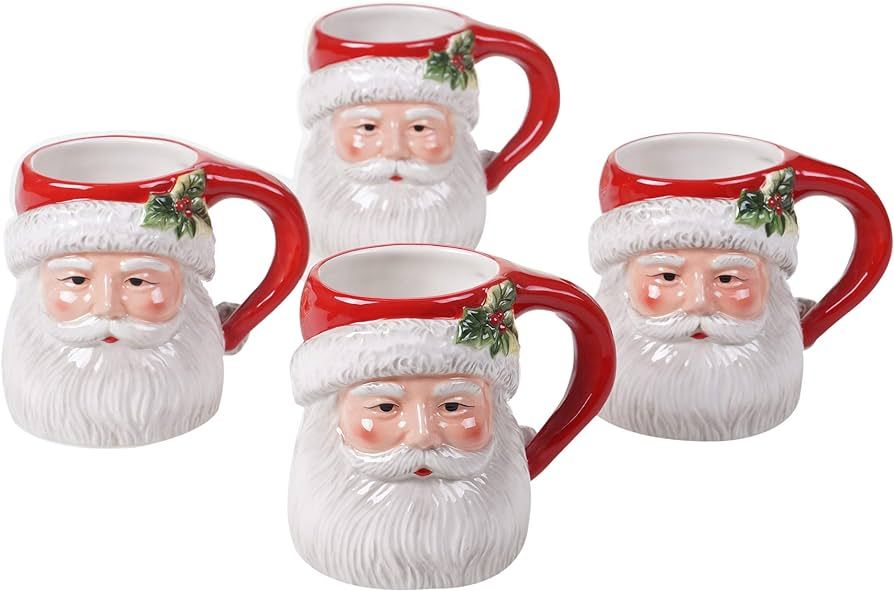 Certified International Magic of Christmas Santa 14 oz. Mugs, Set of 4, 4 Count (Pack of 1), Multico | Amazon (US)