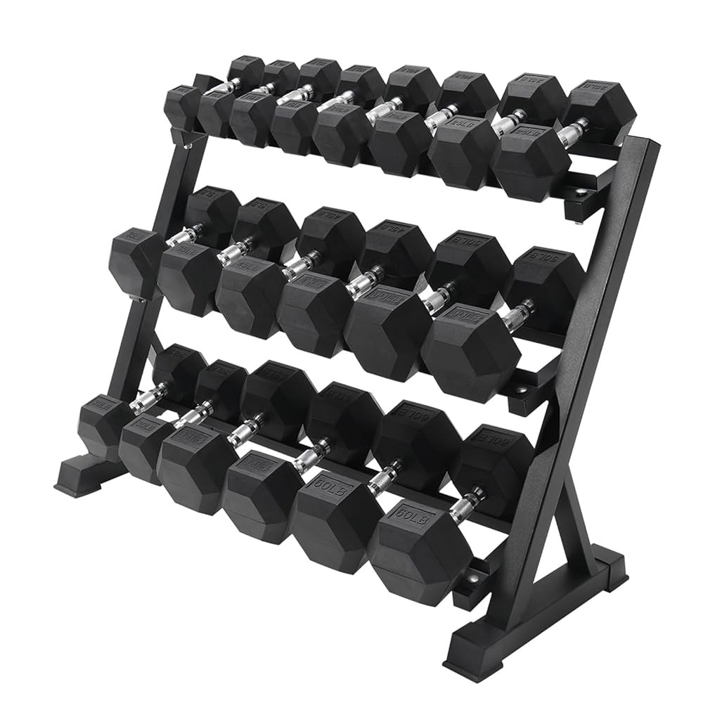 RITFIT 300/350/450/650/180/200/210 LB Rubber Hex Dumbbells Set with Optional Dumbbell Rack, Multi... | Amazon (US)