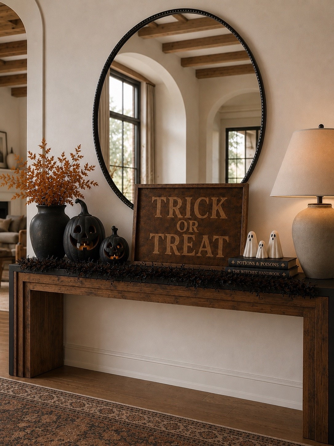 Halloween Console Table Inspiration 🖤🎃

This Halloween console table is proof that spooky can still be sophisticated. Layered with glowing pumpkins, charming ghost accents, vintage-inspired books, and a bold “Trick or Treat” sign, it’s the perfect way to welcome guests with cozy seasonal style. Everything comes together for a warm, elevated look that’s festive without feeling overdone.

Follow @farmtotablecreations on Instagram for more cozy home finds and trending decor.

#LTKHalloween #HalloweenDecor #ConsoleTableDecor #EntrywayDecor #SpookySeason #HalloweenHome #FallHomeDecor #HomeStyling #CozyHome #NeutralHalloween #PumpkinDecor #GhostDecor #LTKHome #SeasonalDecor #HomeInspo

#LTKSaleAlert #LTKHome