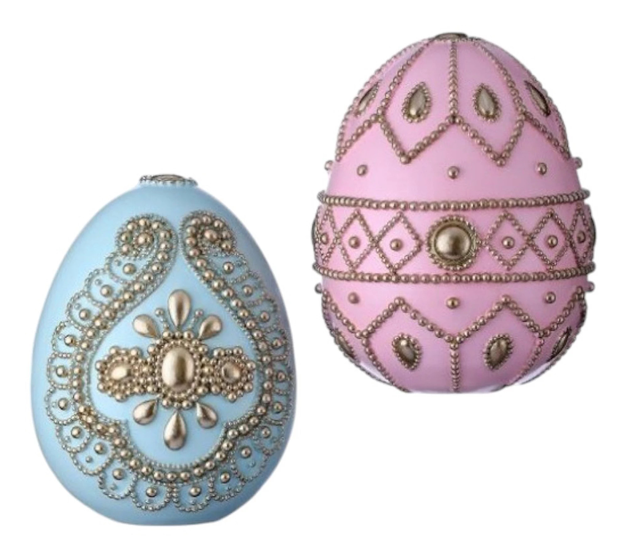RC Home Decor-8"" Handcrafted Jeweled Easter Egg s - Pink & Blue | QVC