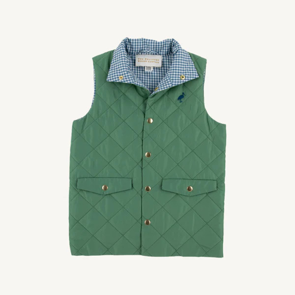 Vaughn Vest - Gallatin Green with Barnsley Blue Mini Gingham & Barnsle | The Beaufort Bonnet Company