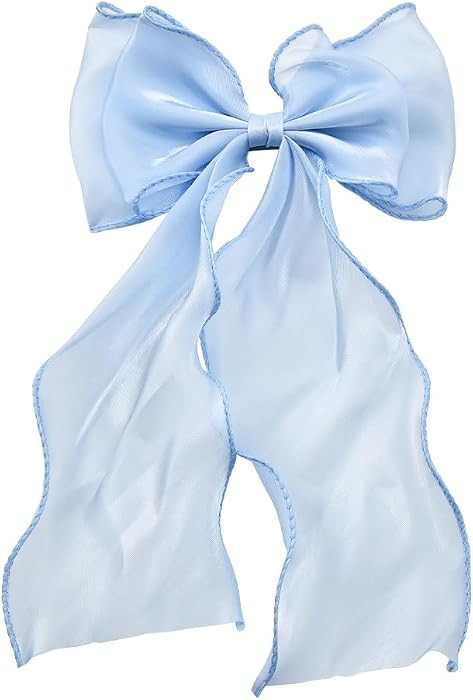 Big Blue Bow for Hair Ribbons for Girls Organza Large Hair Bows Long Tail Bow Hair Clip French Bo... | Amazon (CA)