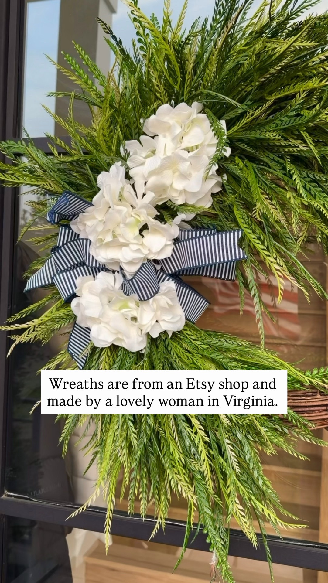 I have ordered front door wreaths from this shop for years. She has many different styles, but I keep defaulting to this one.