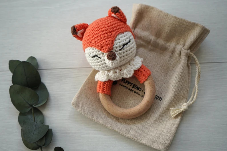 Crochet Rattle/Crochet Teething Rings/Baby Knitted Rattle/Crochet and Wooden Teething Ring/Rattle... | Etsy (US)