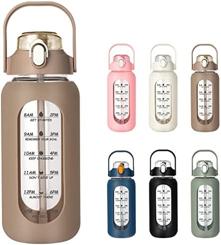42/56/64oz Glass Water Bottle with Straw and Time Marker,Large Sports Motivational Leakproof Wate... | Amazon (US)