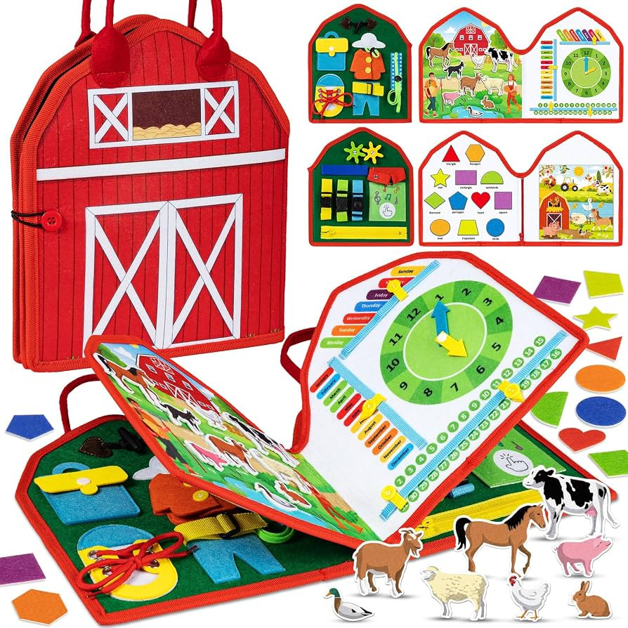 Toddler Busy Board Montessori Toys for 1 2 3 Year Old, Boys Girls Birthday Gifts, Sensory Board w... | Amazon (US)