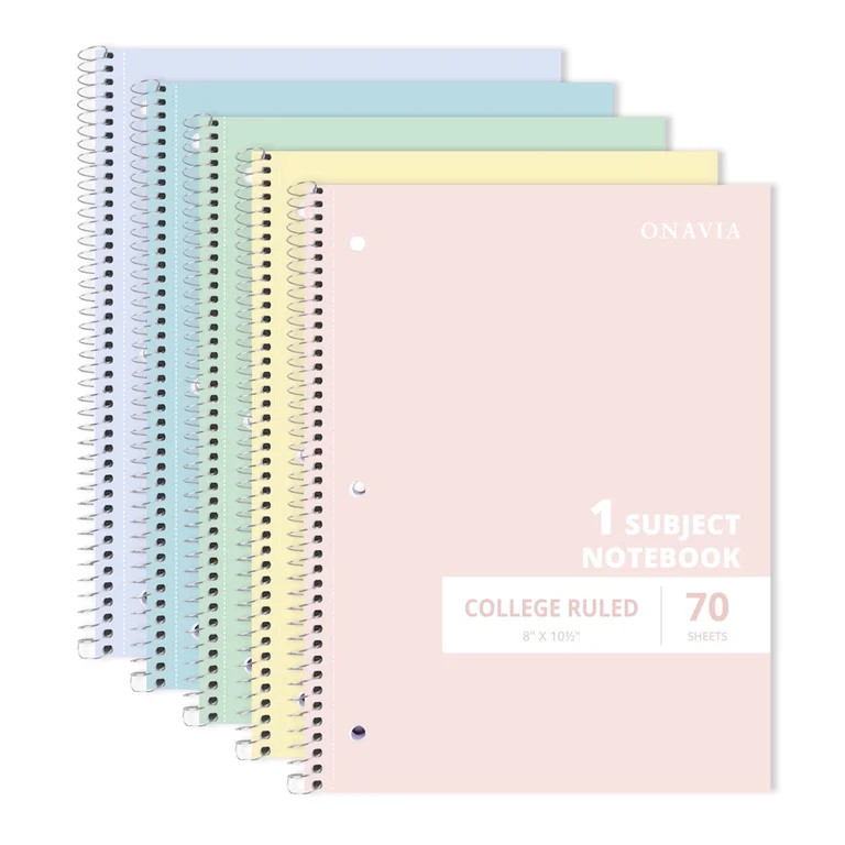 ONAVIA Spiral Notebook, College Ruled, 1 Subject Notebook Bulk, 5 Pack, 8" x 10.5", Durable Cardb... | Walmart (US)