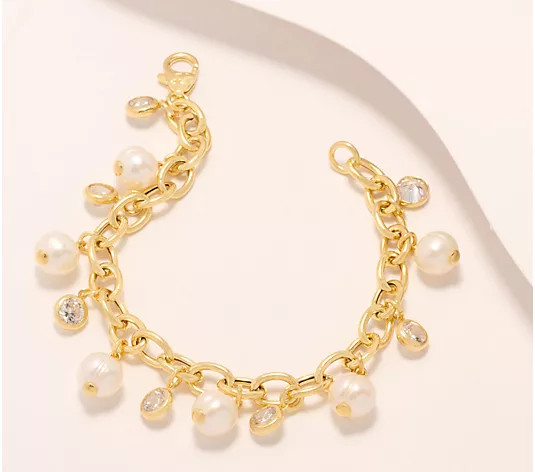 Honora x Diamonique Oval Rolo Charm Bracelet, Sterling Silver - QVC.com | QVC