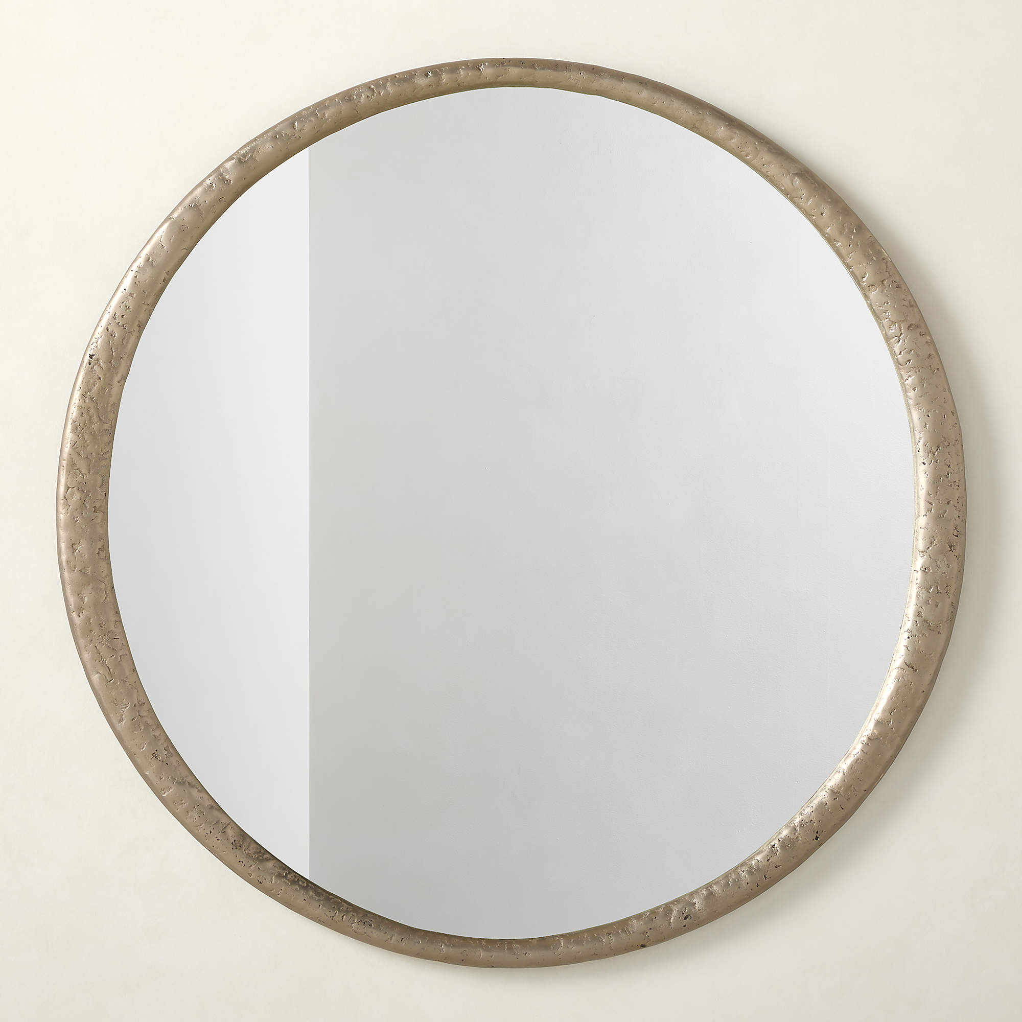 Bronx Nickel Cast Aluminum Round Wall Mirror 48" | CB2 | CB2
