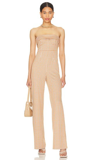 Chelsea Jumpsuit in Brown & White | Revolve Clothing (Global)