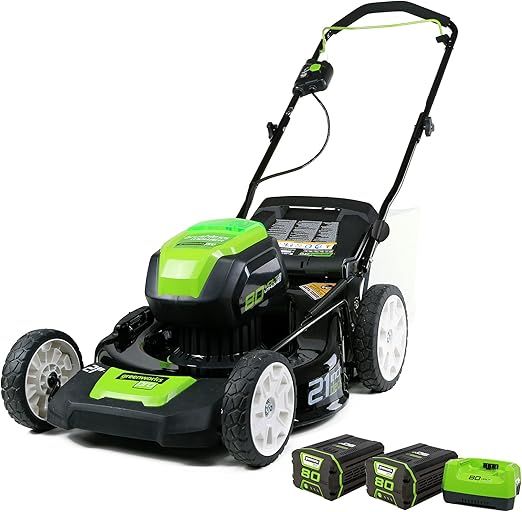 Greenworks Pro 80V 21" Brushless Cordless Lawn Mower, (2) 2.0Ah Batteries and 30 Minute Rapid Cha... | Amazon (US)