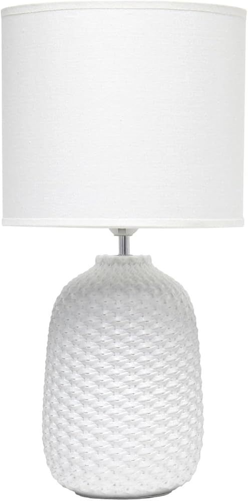 Simple Designs LT1135-OFF 20.4" Tall Traditional Ceramic Purled Texture Bedside Table Desk Lamp w... | Amazon (US)