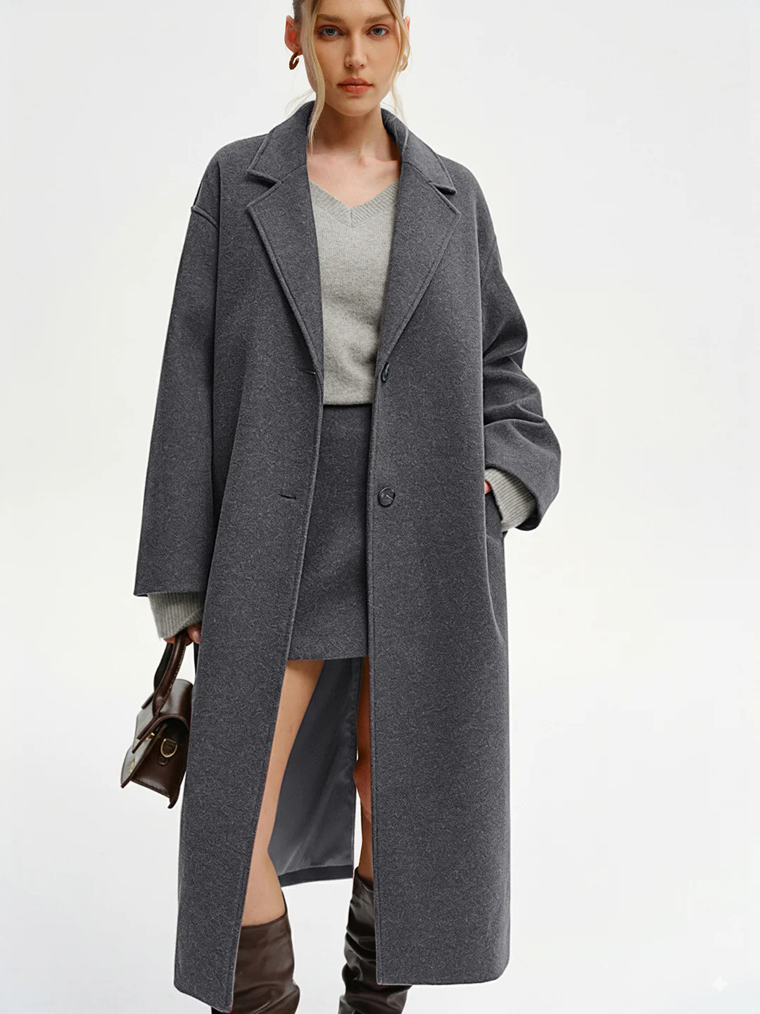 Oversized Tweed Long Coat | Commense