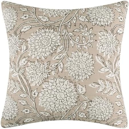 Levtex Home - Adare Taupe - Decorative Pillow (18x18in.) - Floral - Taupe, Grey and Cream | Amazon (US)