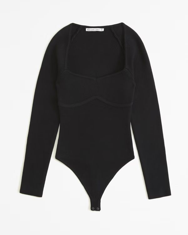 Long-Sleeve Sweetheart Sweater Bodysuit | Abercrombie & Fitch (UK)