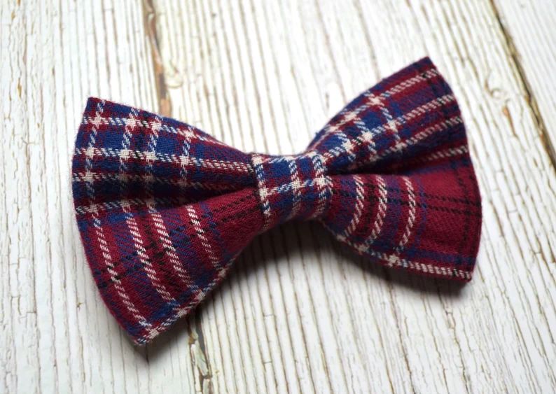 Burgundy Plaid Flannel Bow Tie and Navy Suspenders, Navy bow tie, Wedding bow tie, Flannel bow ti... | Etsy (US)