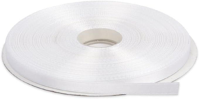 Topenca Supplies 1/4 Inches x 50 Yards Double Face Solid Satin Ribbon Roll, White | Amazon (US)