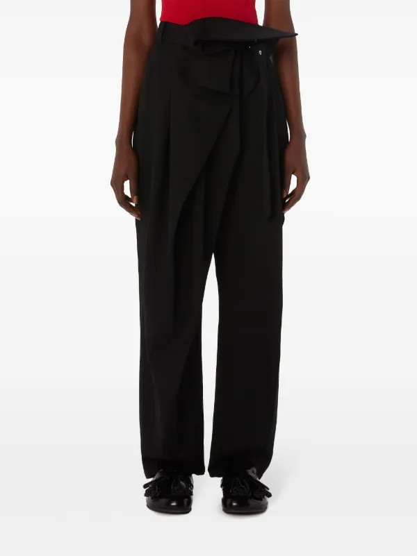 JW Anderson Belted Draped Trousers | Black | FARFETCH | Farfetch Global