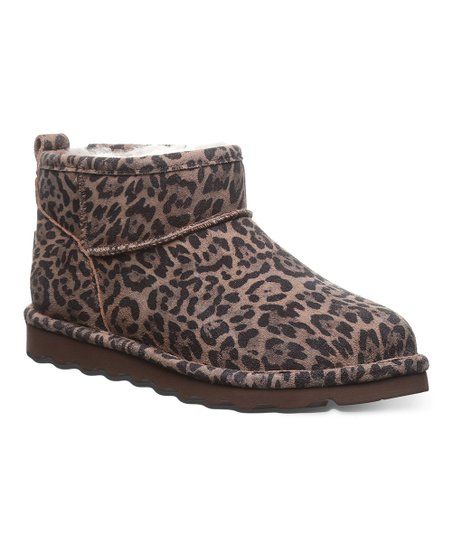BEARPAW Brown Leopard Shorty Suede Ankle Boot - Women | Zulily