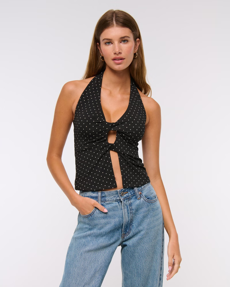 Women's Bra-Free Twist Halter Cutout Top | Women's Tops | Abercrombie.com | Abercrombie & Fitch (US)