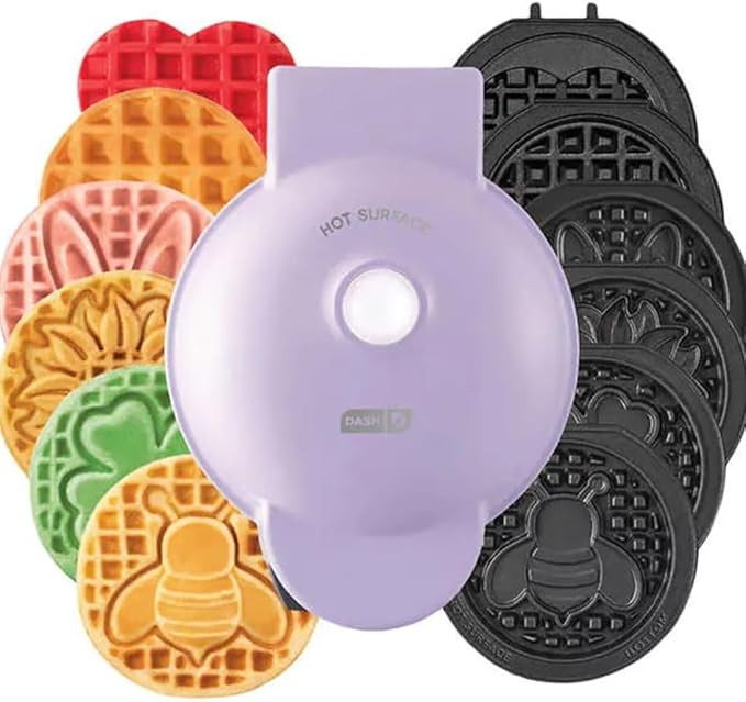 DASH Mini Waffle Maker with 7 Removable Plates-Spring Themed Plates - Bunny Clover Heart with Sto... | Amazon (US)