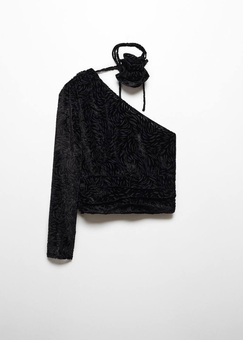 Maxi-flower velvet blouse -  Women | Mango United Kingdom | MANGO (UK)