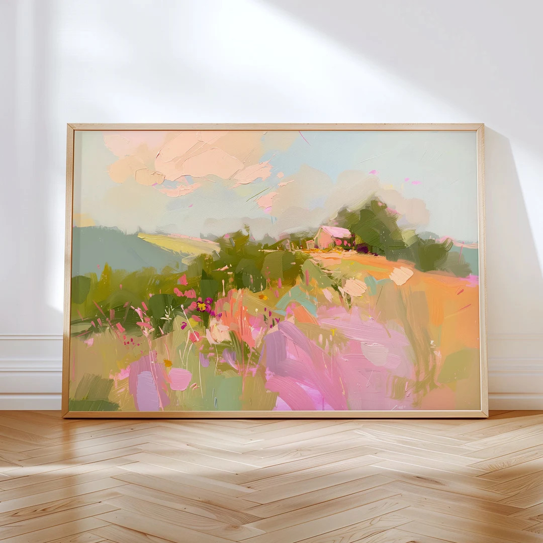 Colorful Landscape Abstract Painting - Pastel Modern Wall Art Print- Spring Summer Digital Downlo... | Etsy (US)