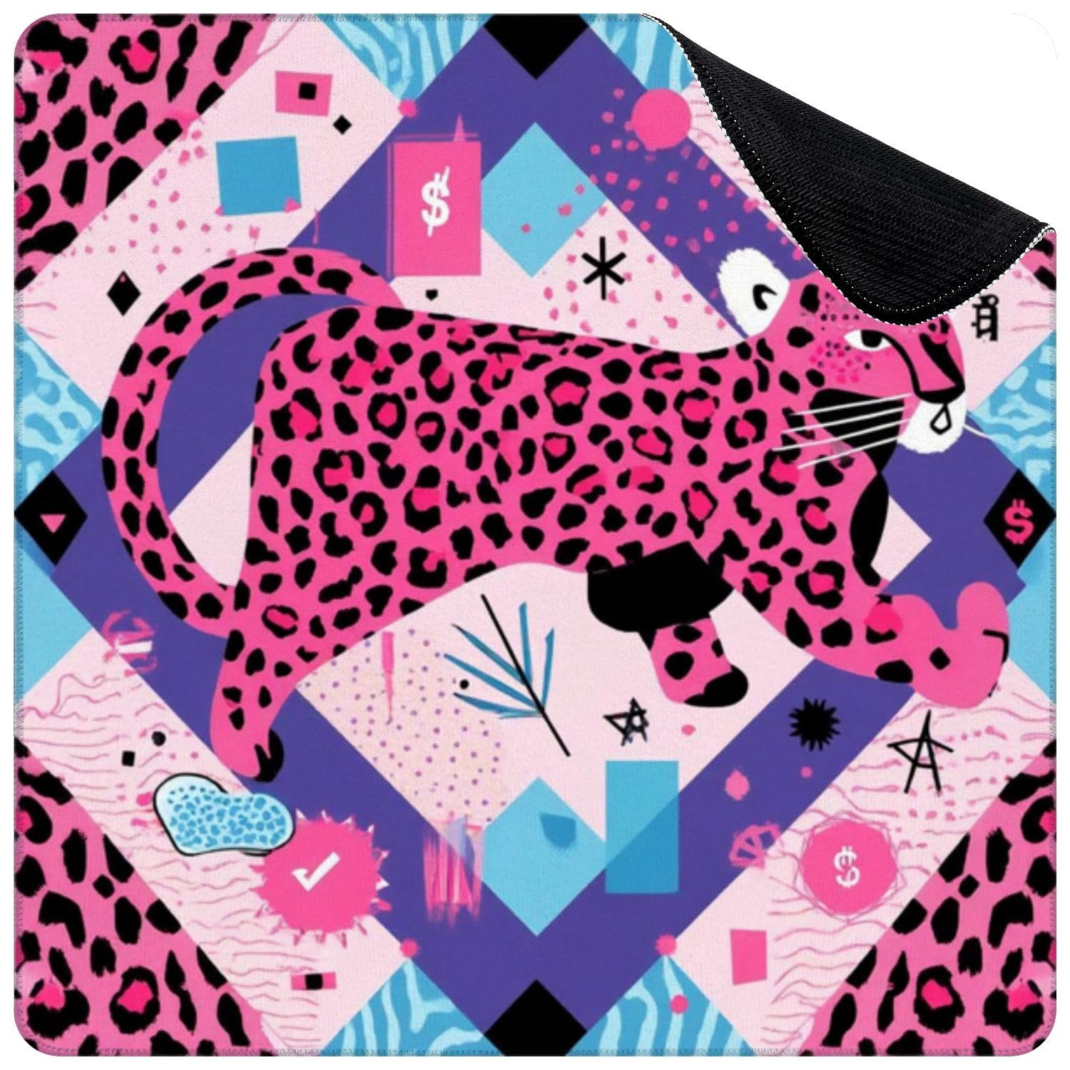Mahjong Mat for Table Pink Leopard Pop Art Geometric Patterns Abstract Symbols 31.5" x 31.5" Non-... | Amazon (US)
