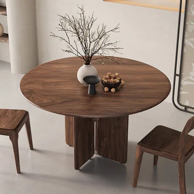 Modern solid wood round dining table | Wayfair North America