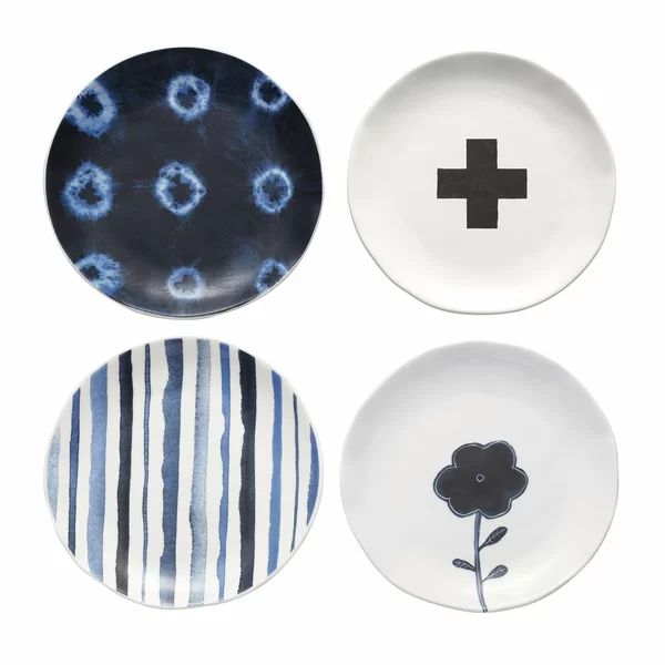 Rae Dunn Indigo Dreams 7" Appetizer Plate (Set of 4) | Wayfair North America