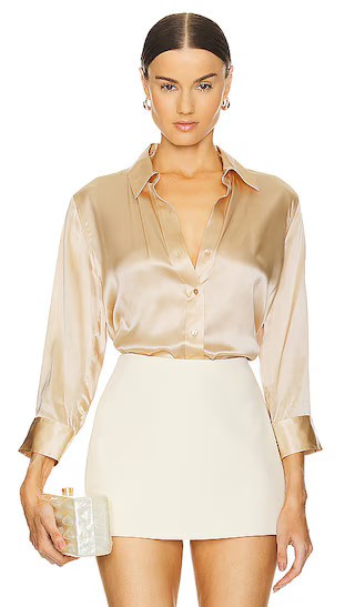 Dani 3/4 Sleeve Blouse in Toasted Almond | Revolve Clothing (Global)