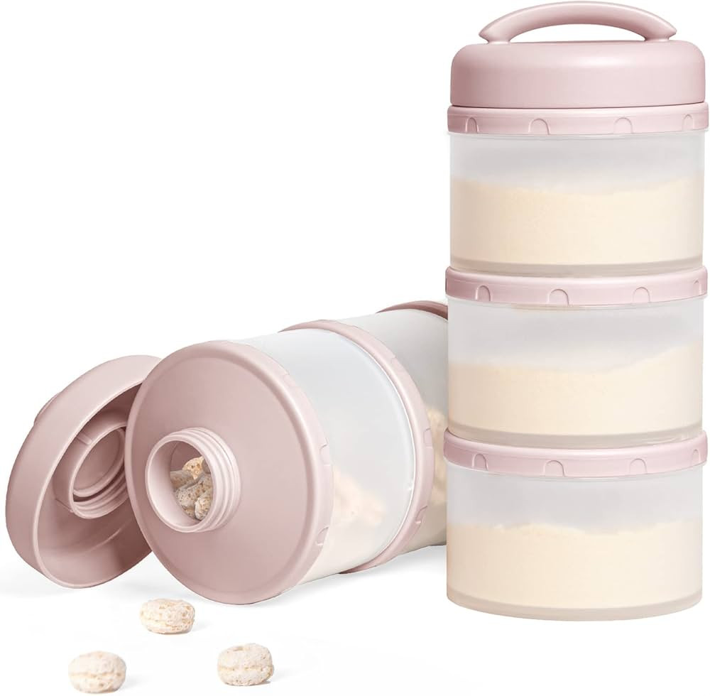 Termichy Stackable Formula Dispenser Portable Milk Powder Container, 2 Pack, Light Pink | Amazon (US)