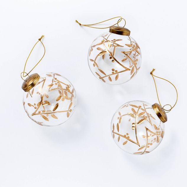 Set of 3 Glass Botanical Ornaments - Threshold&#8482; designed with Studio McGee | Target