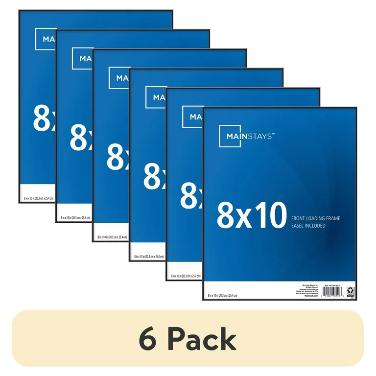 (6 pack) Mainstays 8x10 Front Loading Basic Tabletop Picture Frame, Black | Walmart (US)