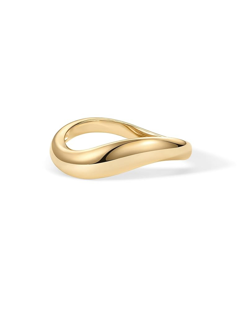PAVOI 14K Gold Plated Wavy Stackable Ring for Women | Twisted Wave Band | Delicate Eternity Rings | Amazon (US)