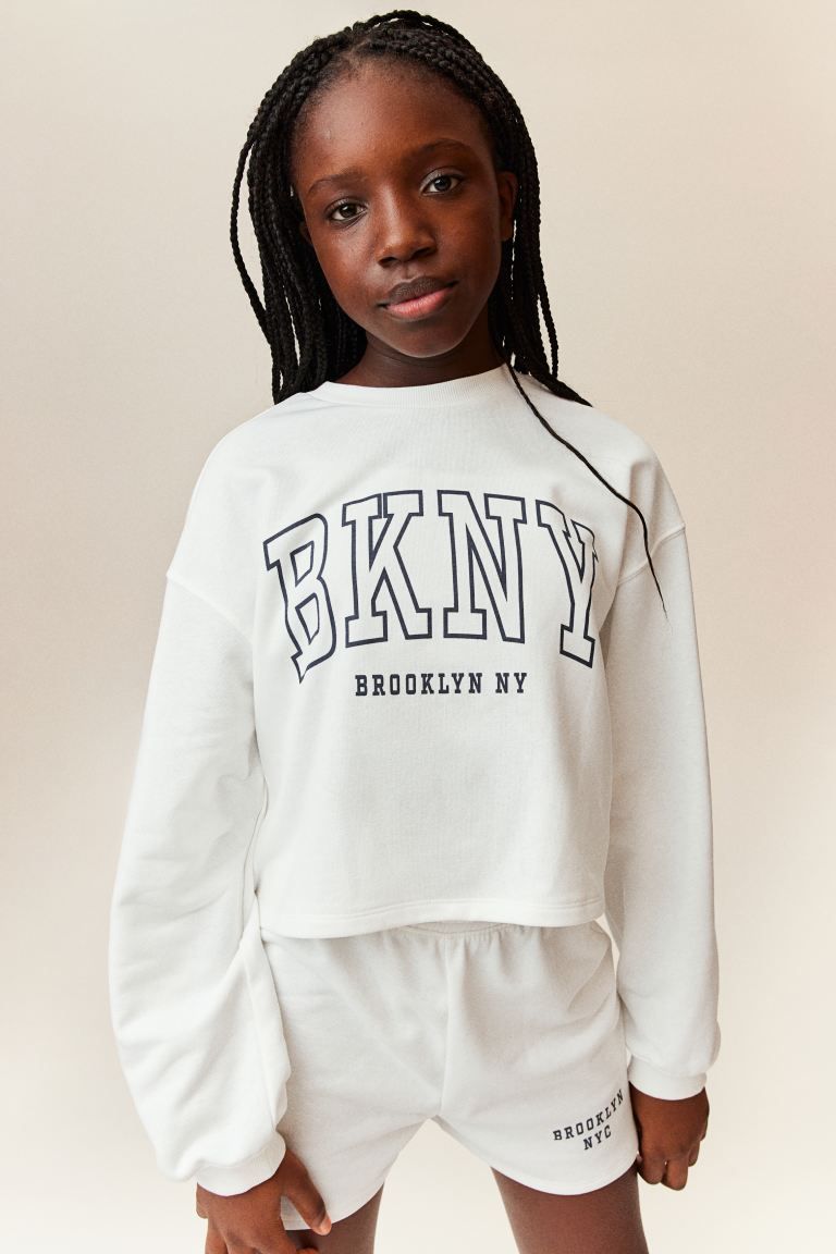 2-piece Sweatshirt Set - White/Brooklyn - Kids | H&M US | H&M (US + CA)