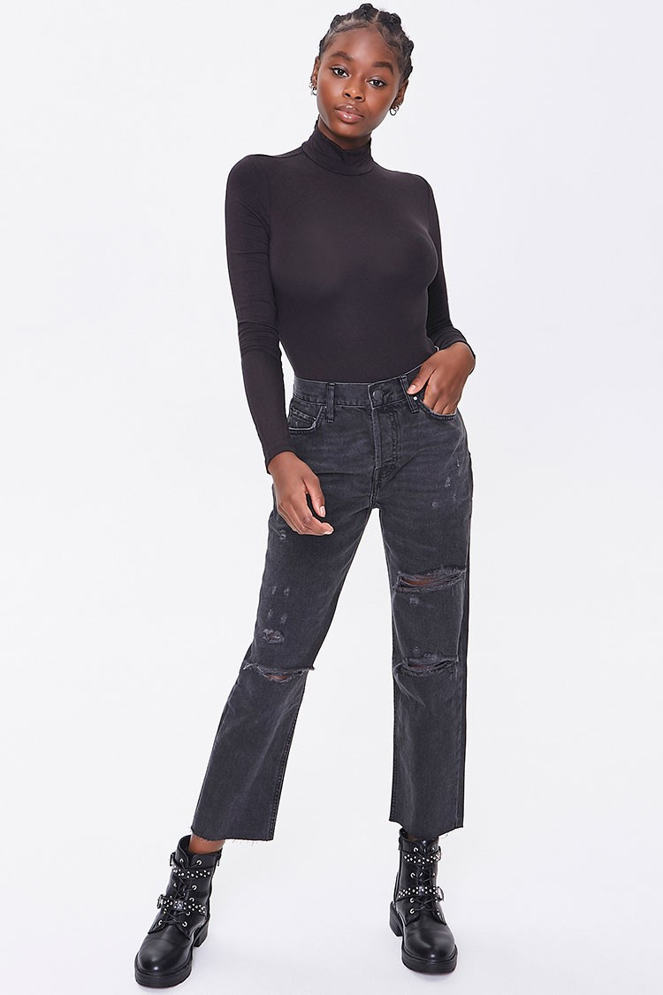 Slim Straight High-Rise Jeans in Black, Size 30 | Forever 21 (US)