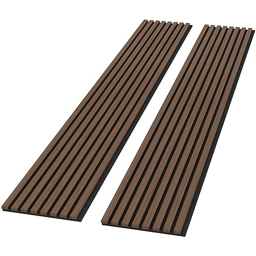 ROOMTEC 2 Pack Acoustic Solid Wood Wall Panels, 94.49” x 12.6” Soundproof Wall Panels, Wood Slat Wall Panels for Wall Decor (Walnut) | Amazon (US)