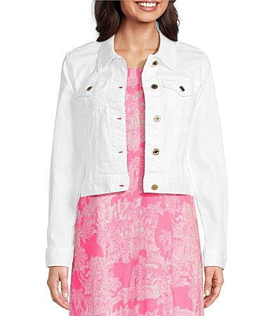Lilly Pulitzer Seaspray Point Collar Long Sleeve Button Down Denim Jacket - S | Dillard's