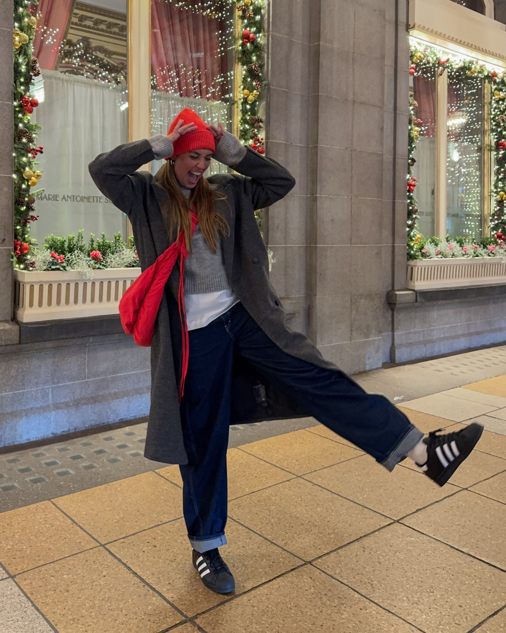 Winter Wonderland layers 🥶 Wearing a Topshop double breasted grey coat, Pull and Bear grey jumper, white Uniqlo airism t shirt and ASOS indigo barrel jeans. Accessorised with a Primark beanie, a COS crossbody bag and Adidas Superstars  

#LTKwinter #LTKCyberWeek #LTKuk